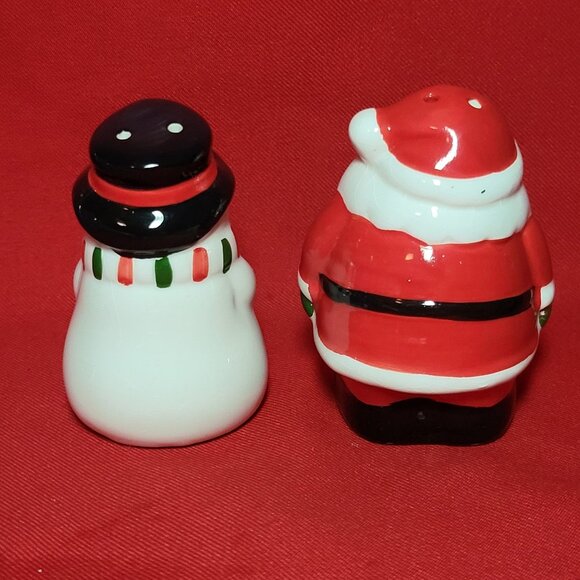 Santa Claus Snowman Salt and Pepper Shaker Christmas Kitchen Decor - Picture 3 of 12